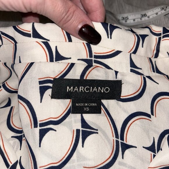 Marciano Ivory Abstract Print Cinched Waist Preppy Exquisite Romper Size XS - Picture 7 of 10